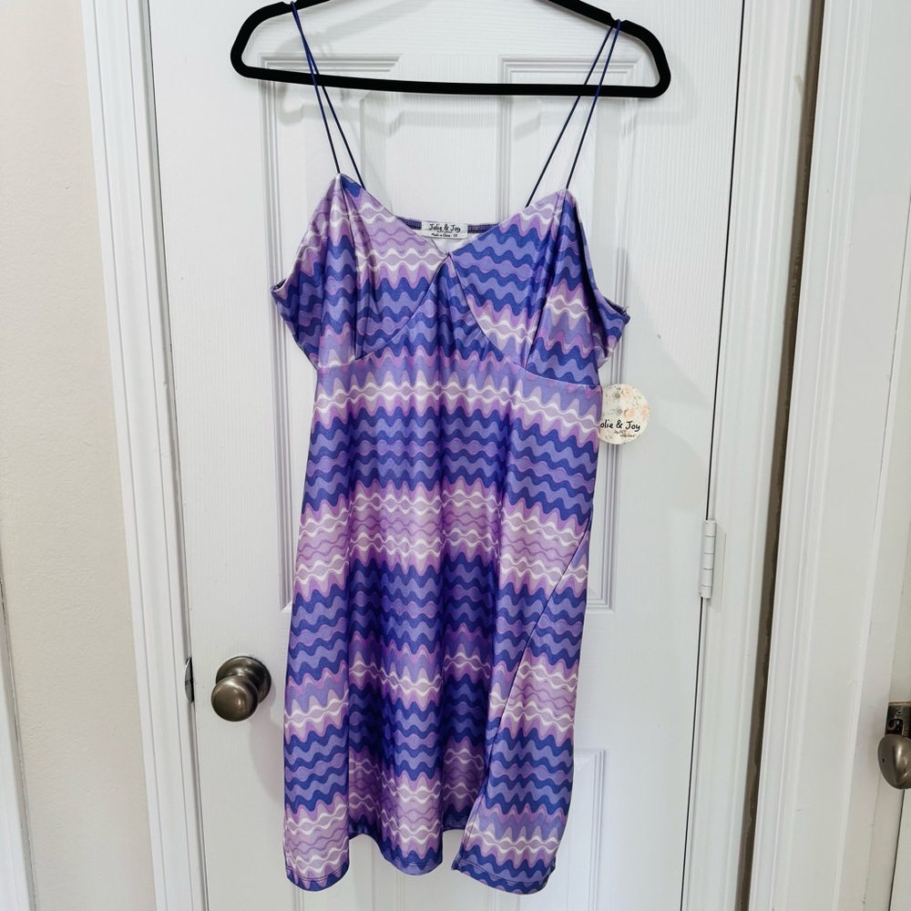 NWT Jolie & Joy Purple Zigzag Slip Dress Size 2X